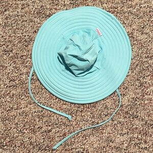 Ruffle Butts Aqua Sun Hat with Chin Strap